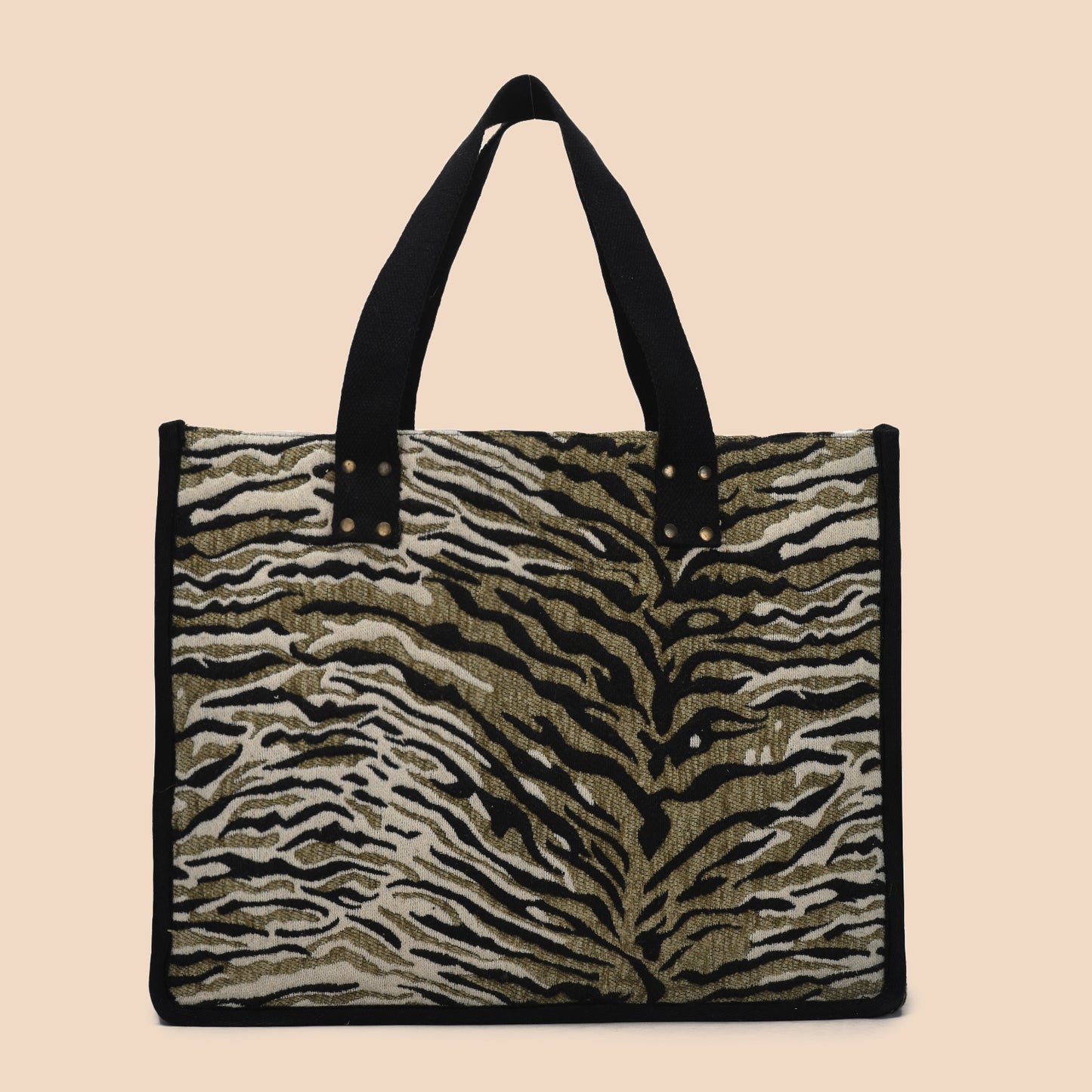 Anileo - Brown & Black Jacquard Box Bag - Jumbo