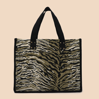 Anileo - Brown & Black Jacquard Box Bag - Jumbo